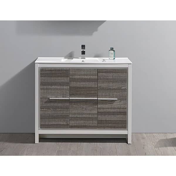 Allier Rio 40 in. Modern Bathroom Vanity Cabinet in Ash Gray