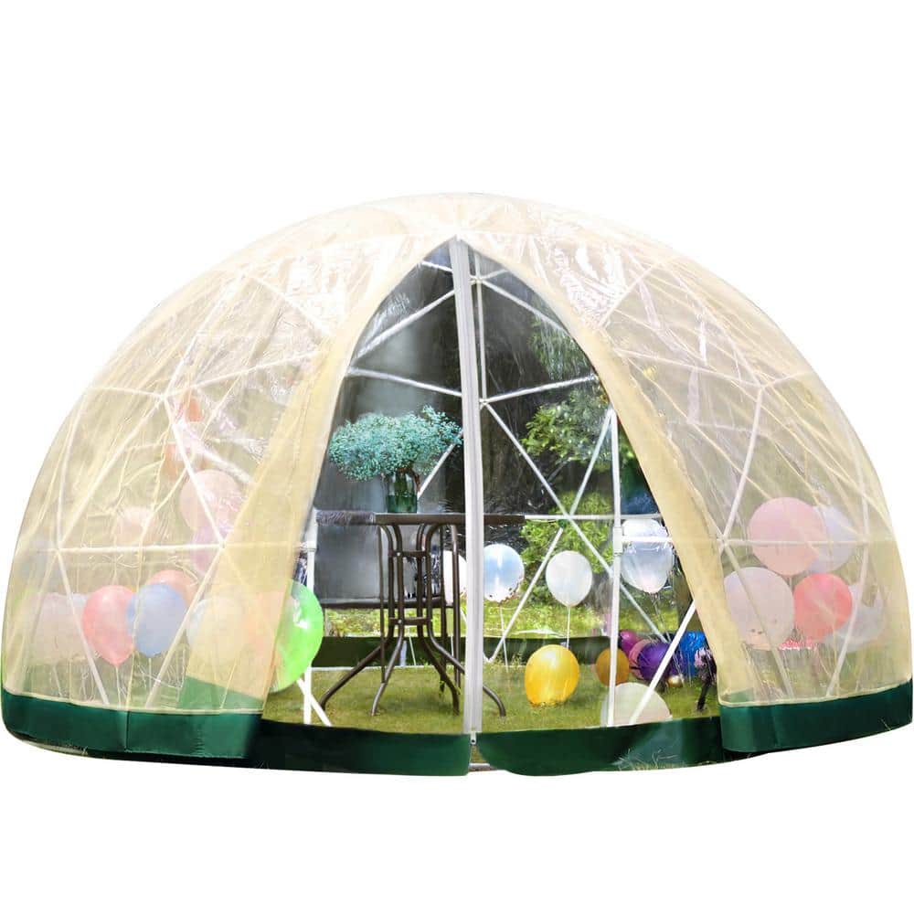 VEVOR Garden Dome Igloo Tent 12ft, Geodesic Dome Tent with PVC Cover, Half  Ball Shape Outdoor Greenhouse Lean to Greenhouse with Door and Windows for