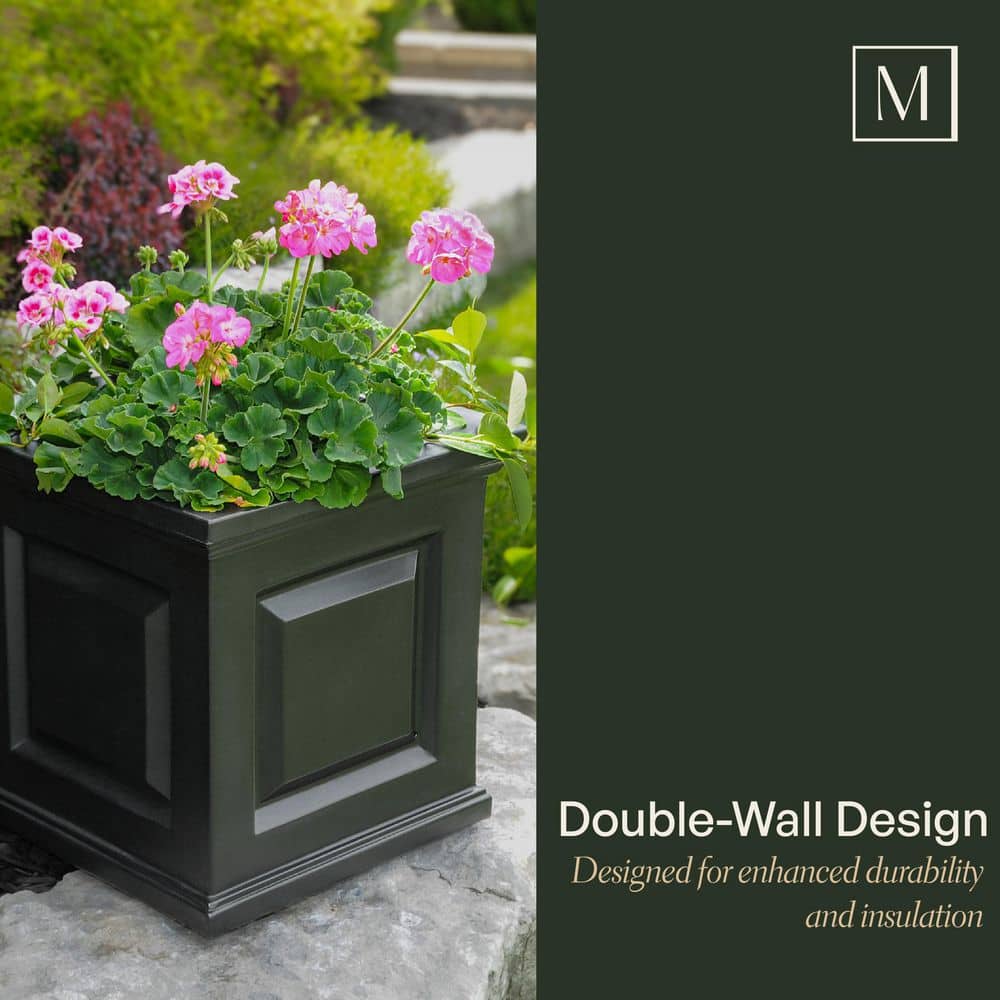Nantucket Espresso 16" Square Self-Watering Polyethylene Planter