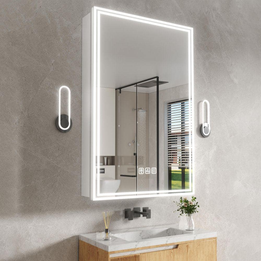 24 in. W x 36 in. H Rectangular Aluminum 3 Color Flowing LED Light Surface/Recessed Right Medicine Cabinet with Mirror price history on PriceWatchPro