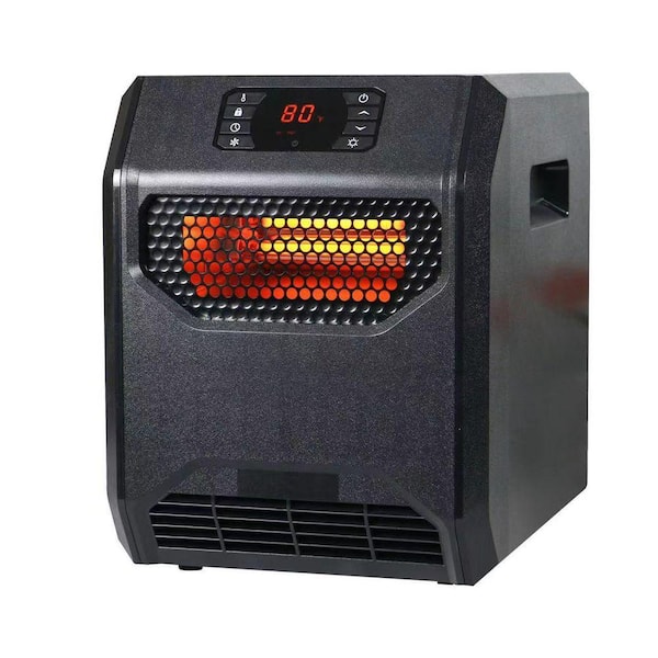 1500-Watt Black 4 element infrared wood heater with Timer, LED Display, Child Lock