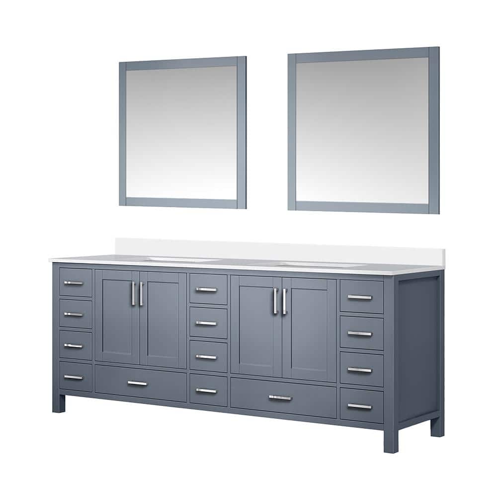 Jacques 84" Dark Grey Double Bath Vanity with White Quartz Top