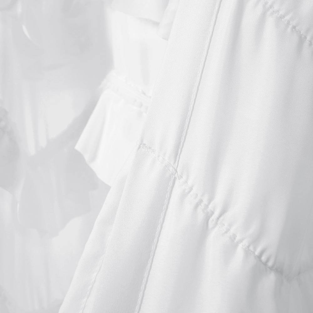 White Ruffled Polyester Rod Pocket Curtain Panel for Kids