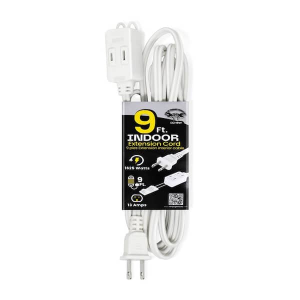 9 ft. 16/2 SPT, Indoor Household Extension Cord, White
