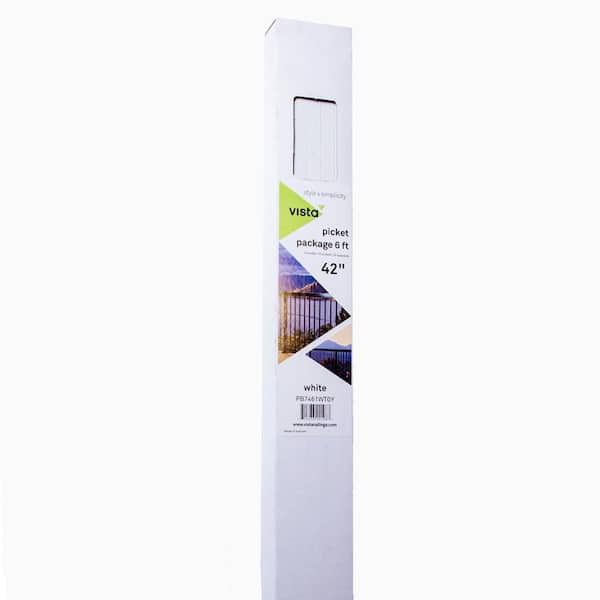 Vista Railing Systems Inc 5/8 in. x 5/8 in. x 37-3/8 in. Powder Coated Aluminum 6 ft. Level Rail Regular Picket Kit 42 in. Rail Height - White