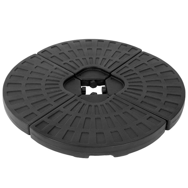 Otryad 168 lb. Plastic Patio Umbrella Base With Sturdy 4-Plate Design, Can Filled with Water/Sand for Outdoor in Black