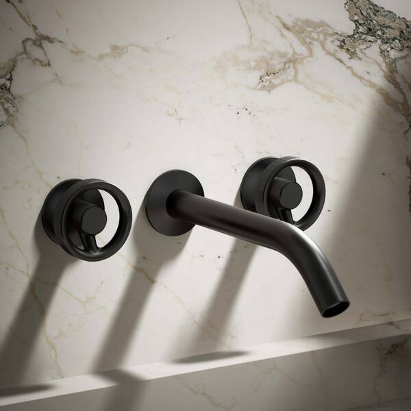 KOHLER Components 2-Handle Wall-Mount Bathroom Sink Faucet Handle Trim with Oyl Design in Matte Black