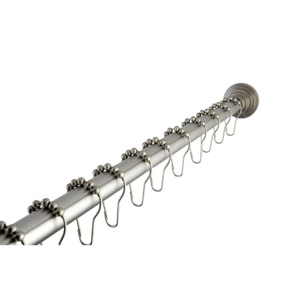 Kingston Brass Traditional 60 in. to 72 in. Tension Shower Rod with Hooks in Satin Nickel