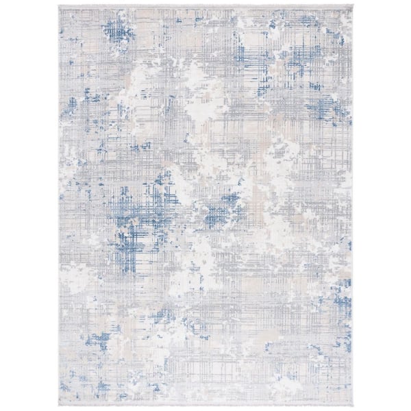 SAFAVIEH Whisper 8 ft. x 10 ft. Gray/Blue Ivory Distressed Marble Area Rug
