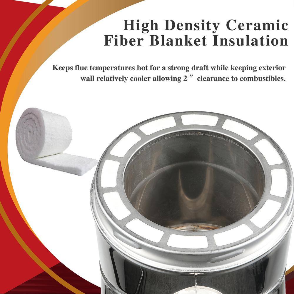Black Stainless Steel 6" Stove Pipe Adapter with Locking Band