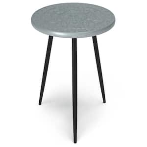 Sherbourne Solid Mango Wood 17 in. Wide Round Boho Side Table in Grey