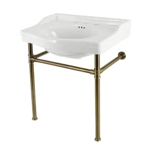 Fauceture 30 in. Ceramic Console Sink Set in Antique Brass