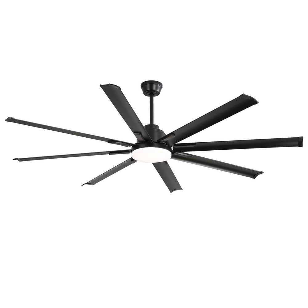7 ft. Indoor Black 120V 94 RPM Industrial HVLS Ceiling Fan with Integrated 