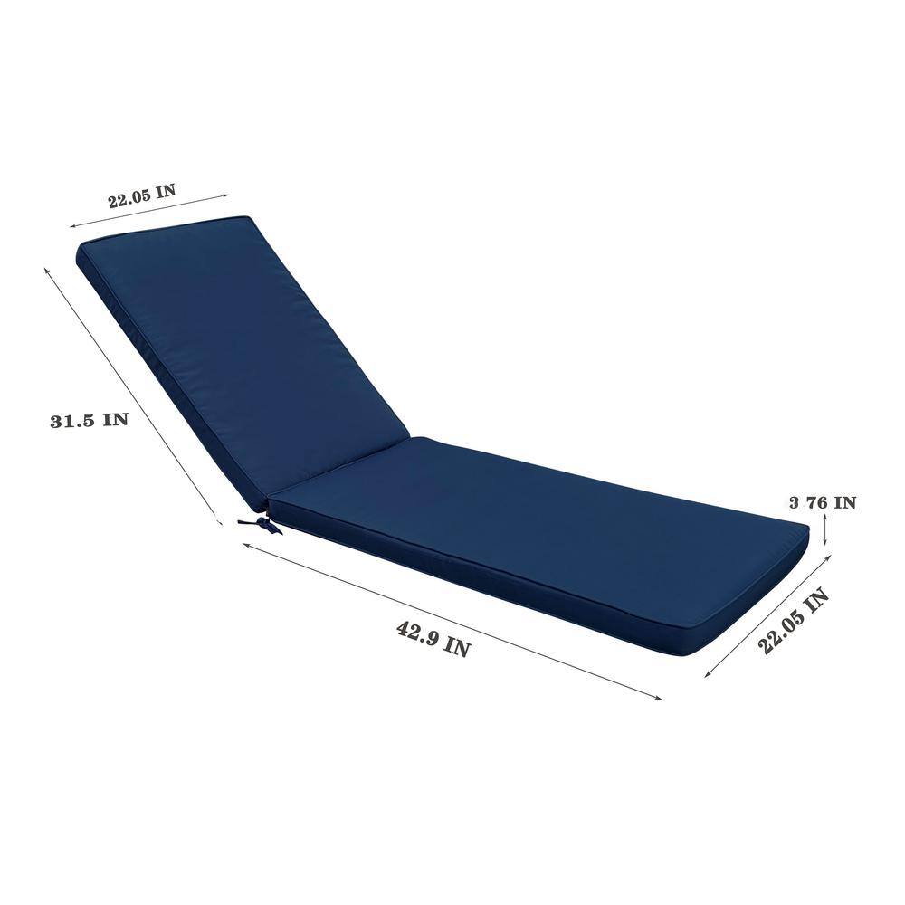 Navy Blue Foam Outdoor Chaise Lounge Cushion with Removable Cover