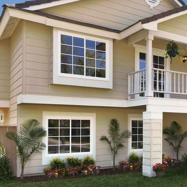 48 in. x 36 in. V-4500 Series Bronze Exterior/White Interior FiniShield Vinyl Left-Handed Sliding Window w/Colonial Grid