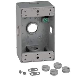 1-Gang Metal Weatherproof Side Entry Electrical Outlet Box with (5) 1/2 inch Holes, Gray