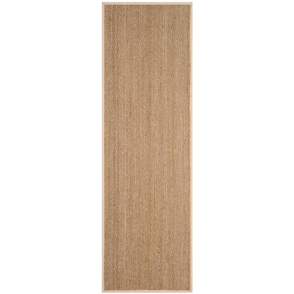 Natural Fiber 3 ft. x 14 ft. Natural/Ivory Solid Color Runner Rug