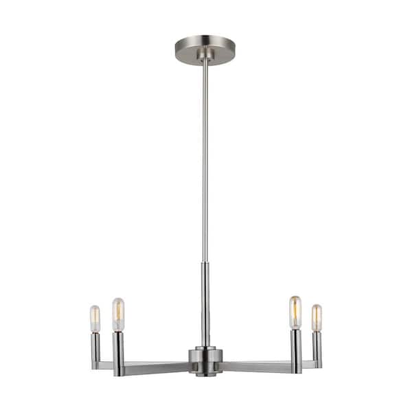 Generation Lighting Fullton Modern 5-Light Indoor Dimmable Brushed Nickel Chandelier