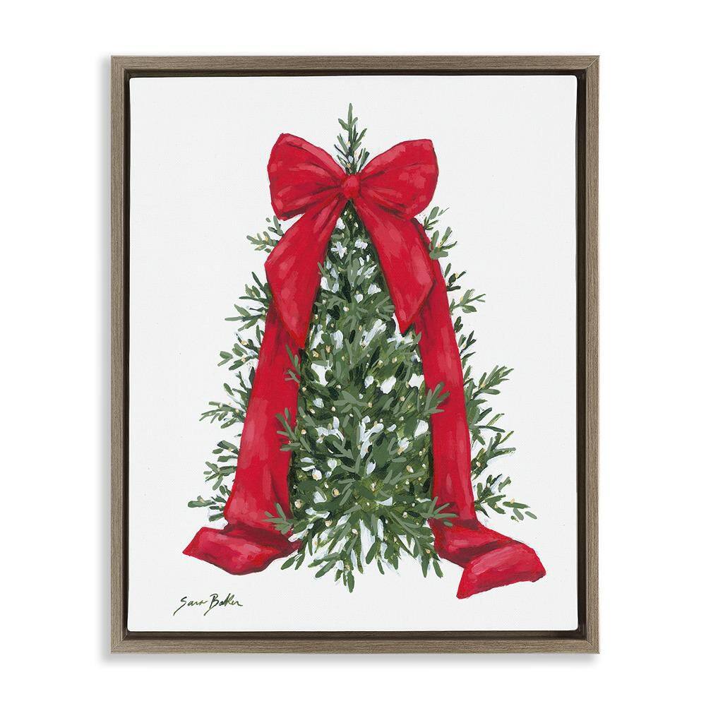 Festive Greenery with Ribbon by Sara Baker 1-Piece Brown Floater Frame Graphic Religious Art Print 31 in. x 25 in. price history on PriceWatchPro