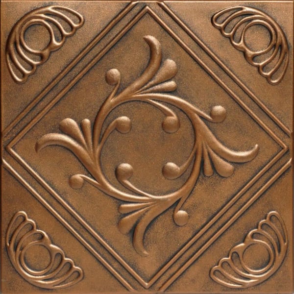 Lima Antique Bronze Ceiling Tile - Hand Painted 20x20 Inch Glue-Up Foam Tile For DIY 5 thumbnail image