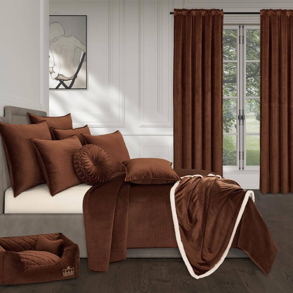 Terracotta Velvet Rectangle Lumbar Throw Pillow Cover