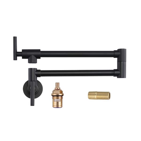 ALEASHA Folding Wall Mounted Pot Filler Faucets in Black