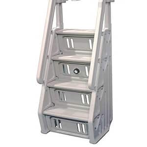 Deluxe 32 in. In Step 46 in. to 60 in. Ladder for Above Ground Swimming Pool in Tan