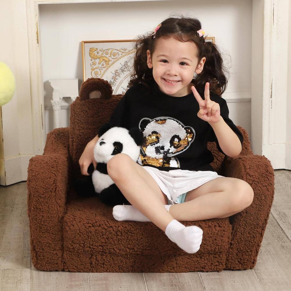 Brown Teddy Bear Polyester Kids Recliner Sofa