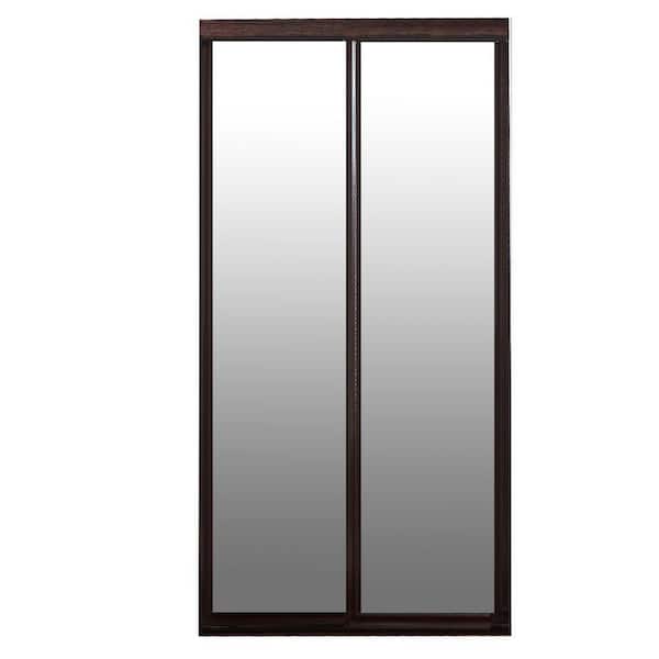 Contractors Wardrobe 72 in. X 96 in. Majestic Mirror Dark Cherry Hardwood Frame Interior Sliding Closet Door