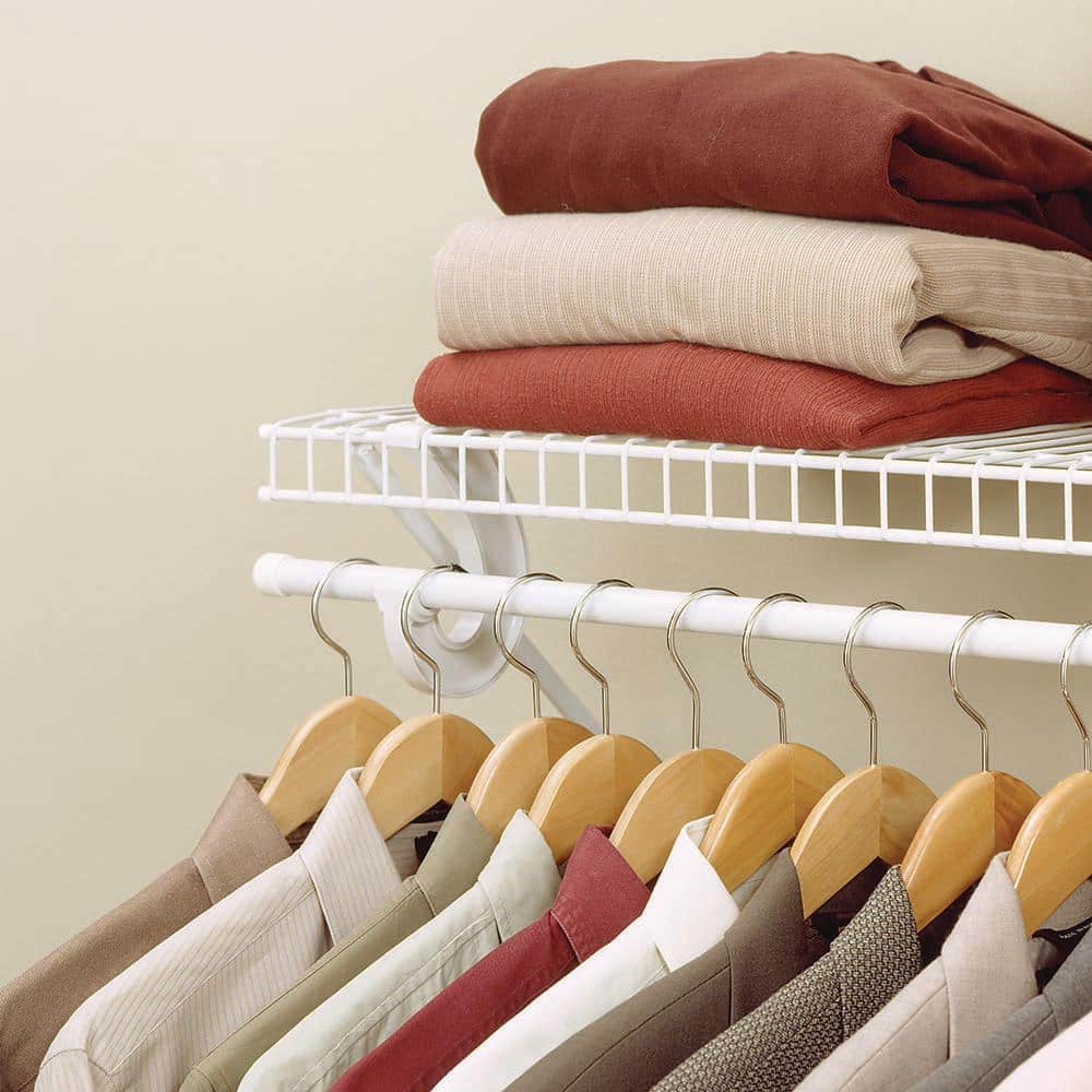 White Metal Wire Shelf Kit with Closet Rod, 48W x 12D x 6H