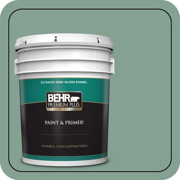 BEHR PREMIUM PLUS 5 gal. #S420-4 Australian Jade Semi-Gloss Enamel Exterior Paint & Primer