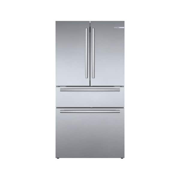 Bosch 800 Series 36 in. 21 cu ft Smart Counter Depth French Door Bar Handle Refrigerator in Stainless Steel with Ice and Water
