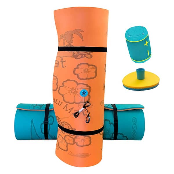 Aqua Lily Pad 168 in. Maui Island with Bluetooth Speaker and Beverage Holder, Yellow (2-Pack)