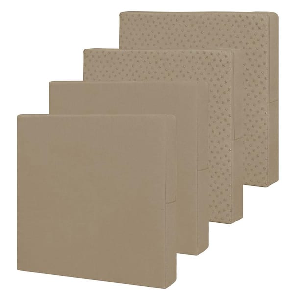 Angel Sar 24 in. x 24 in. x 4 in. Waterproof Replacement Non-Slip Outdoor Seat Cushion Covers for Patio Garden, Khaki (4-Pack)
