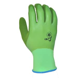 G & F 1537L-6 Aqua Gardening Women's Gloves with Double Microfoam Latex Water Resistant Palm, Large,6 pair pack