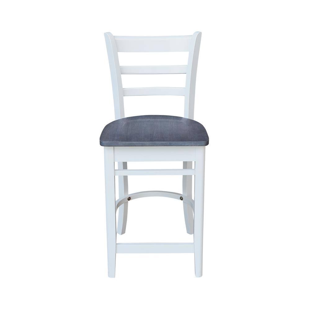 Emily 24" Solid Parawood Counterheight Stool in Hickory/Washed Coal