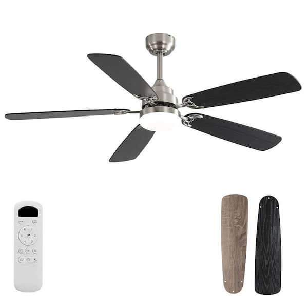 52 in. Nickel Reversible DC Motor Downrod Mount Standard Ceiling Fan with Remote Control, 6-Speed Wind