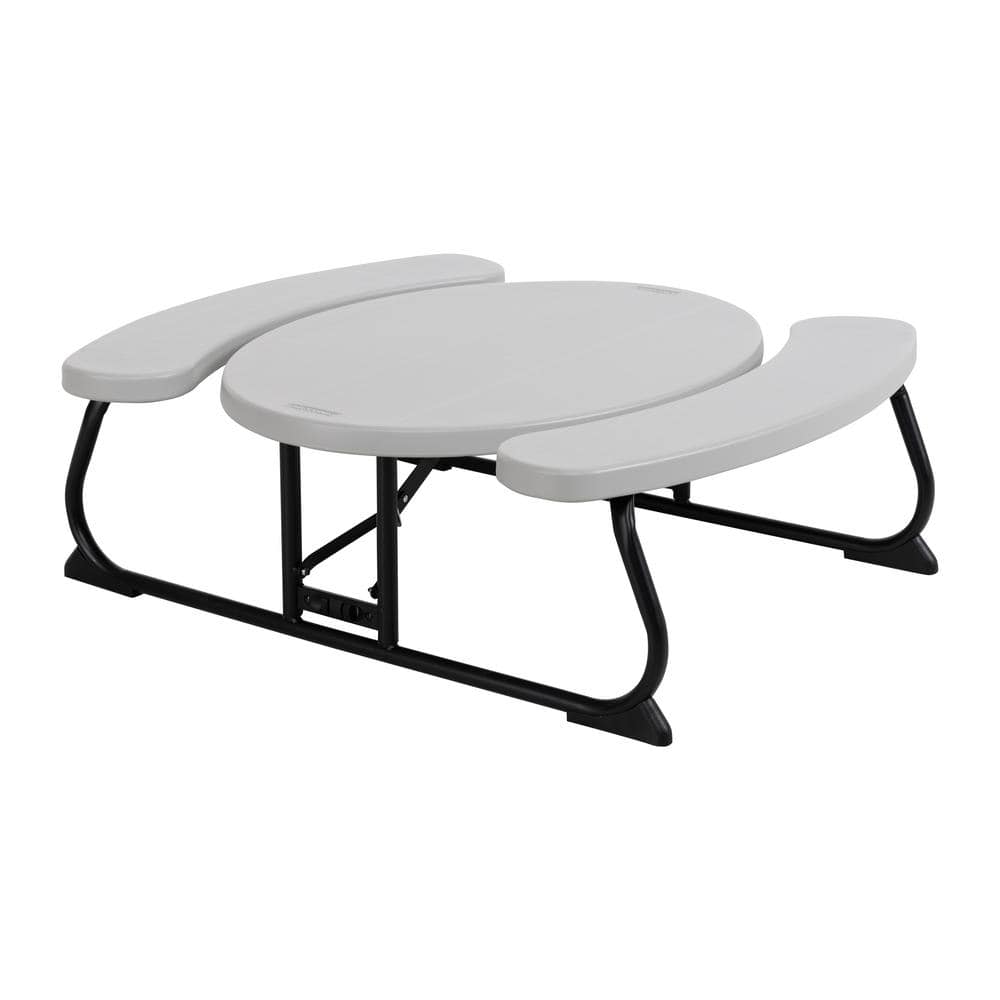 Gray Curved Shape Steel Kids Picnic Table with Stain Protection