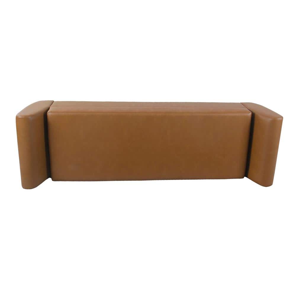 Carmel Vegan Leather Storage Bench with Walnut Wood Legs