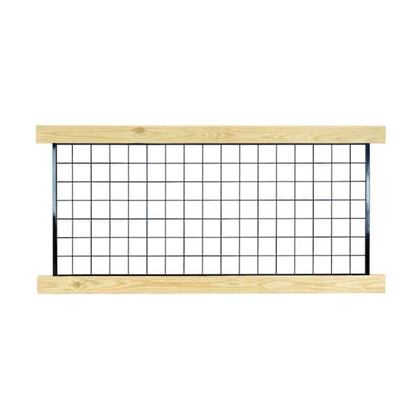 6 ft. Pressure-Treated Black Powder Coated Hog Wire Metal Pine Preassembled Rail