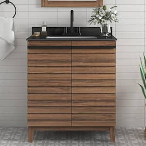 Rydal 30 in. W x 19 in. D x 34 in. H Single Sink Bath Vanity in Spiced Walnut with Black Sintered Stone Top