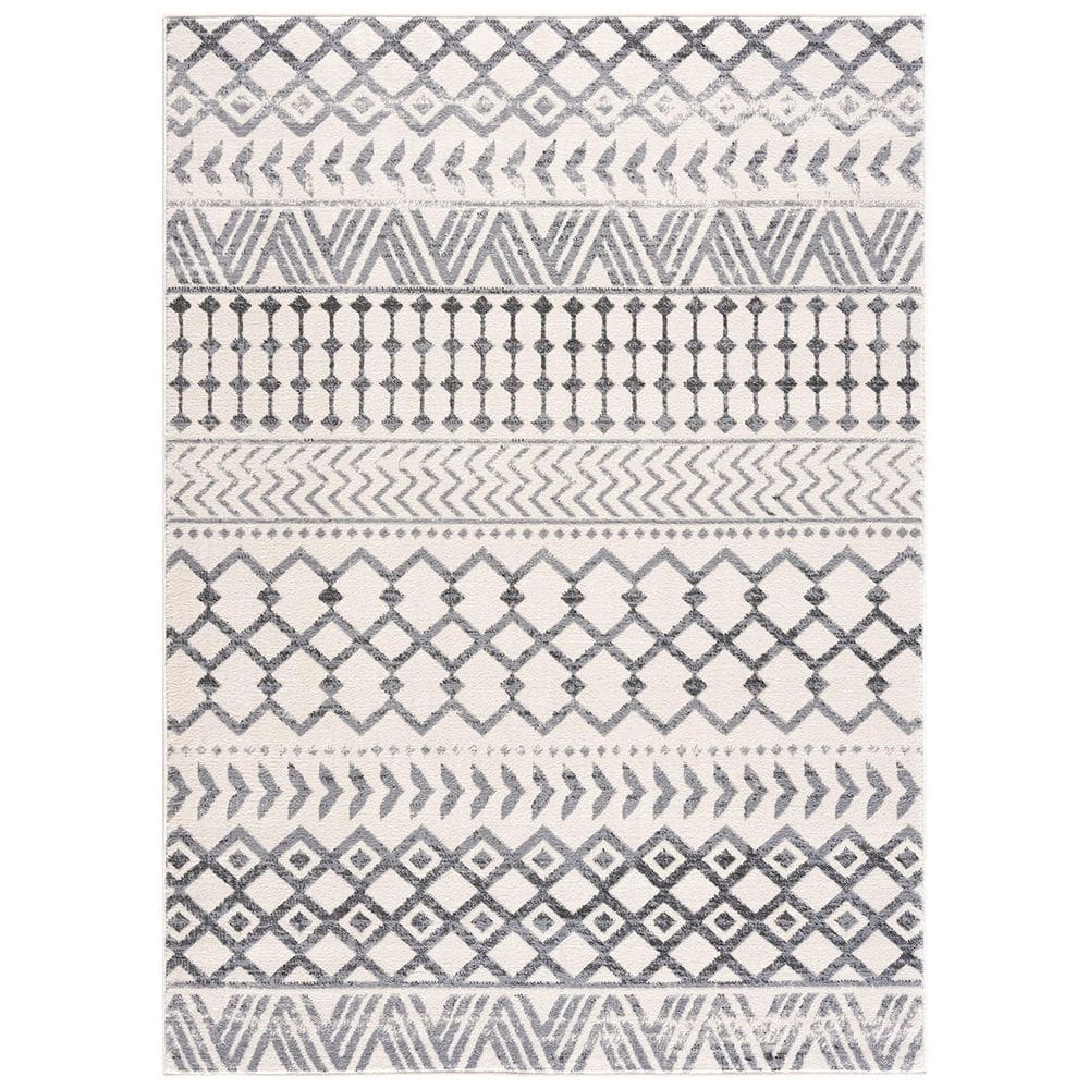 Gray 5 ft. x 7 ft. Geometric Indoor Polypropylene Area Rug
