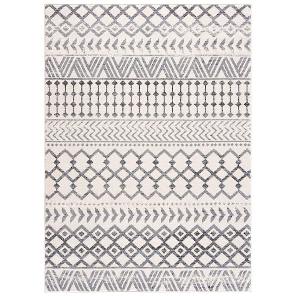 Unbranded Gray 5 ft. x 7 ft. Geometric Indoor Polypropylene Area Rug