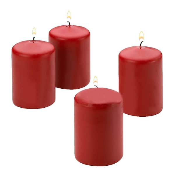 Light In The Dark 2 in. x 3 in. Unscented Red Pillar Candle (4-Count)