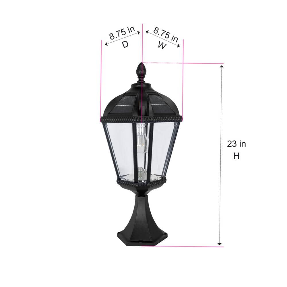 Black Aluminum and Glass Solar LED Lamp Post