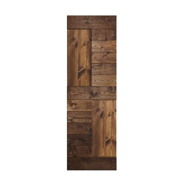 COAST SEQUOIA INC S Series 24 in. x 84 in. Dark Walnut Finish Knotty Pine Wood Barn Door Slab