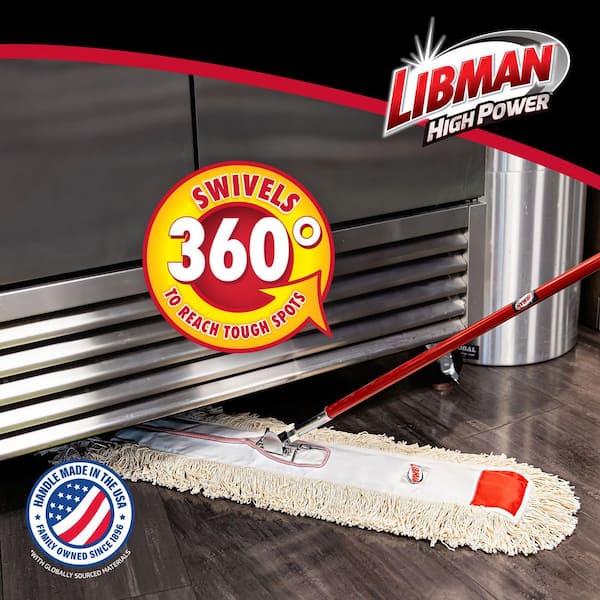 36 in. High Power Heavy Duty Cotton Flat Dust Mop with Steel Handle
