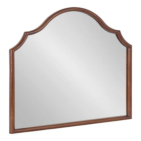 Kate and Laurel Leanna Walnut Brown 32 in. W x 27 in. H Arch Wood Framed Mirror