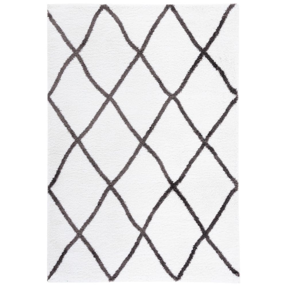 Berber Shag 8 ft. x 10 ft. Ivory/Gray Diamond Modern Area Rug price history on PriceWatchPro