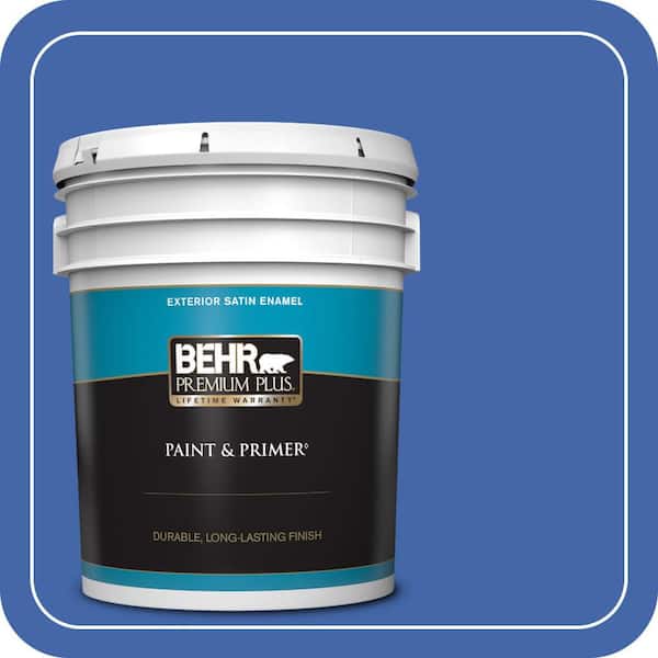 BEHR PREMIUM PLUS 5 gal. #P530-6 Indigo Batik Satin Enamel Exterior Paint & Primer